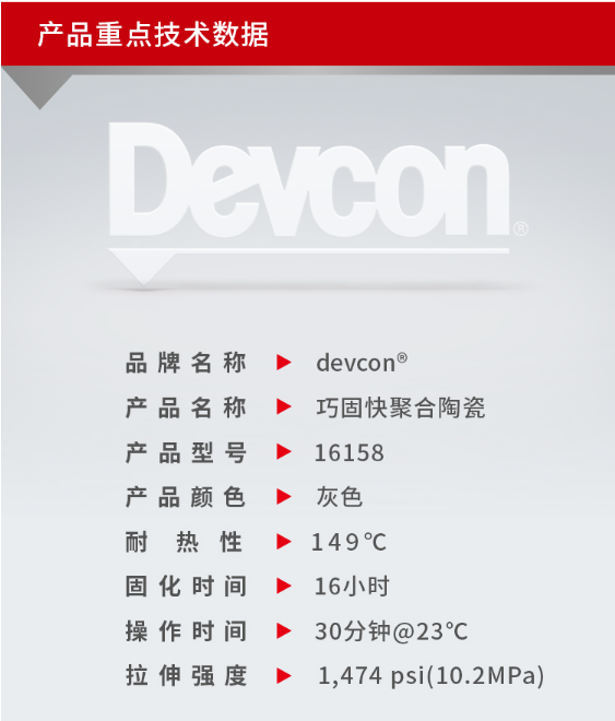 得复康（Devcon）16158 耐磨防护剂巧固快聚合陶瓷